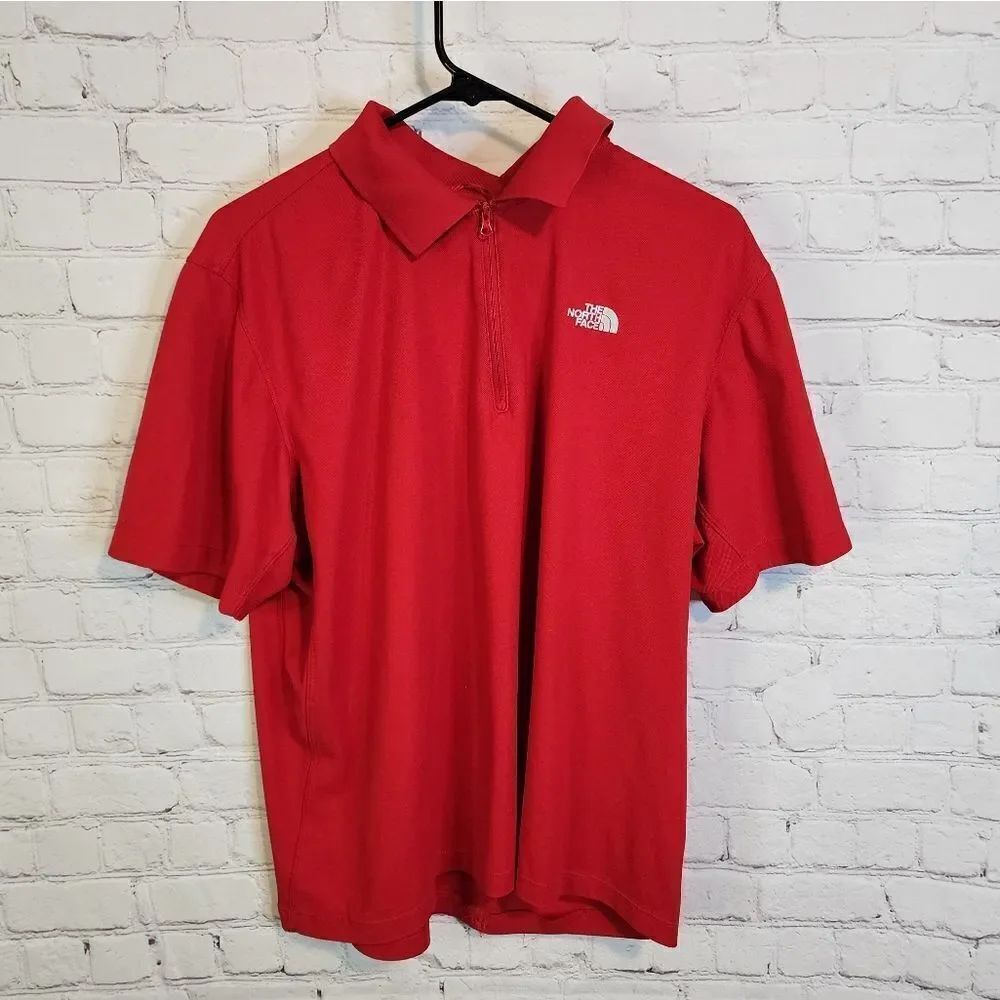 Men's NorthFace zip-up polo shirt, size Large